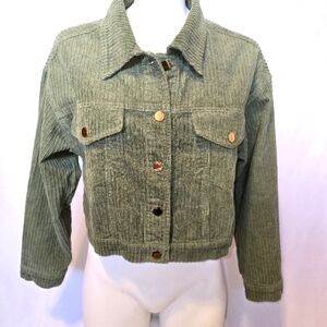Pink Lily Corduroy Green Jacket